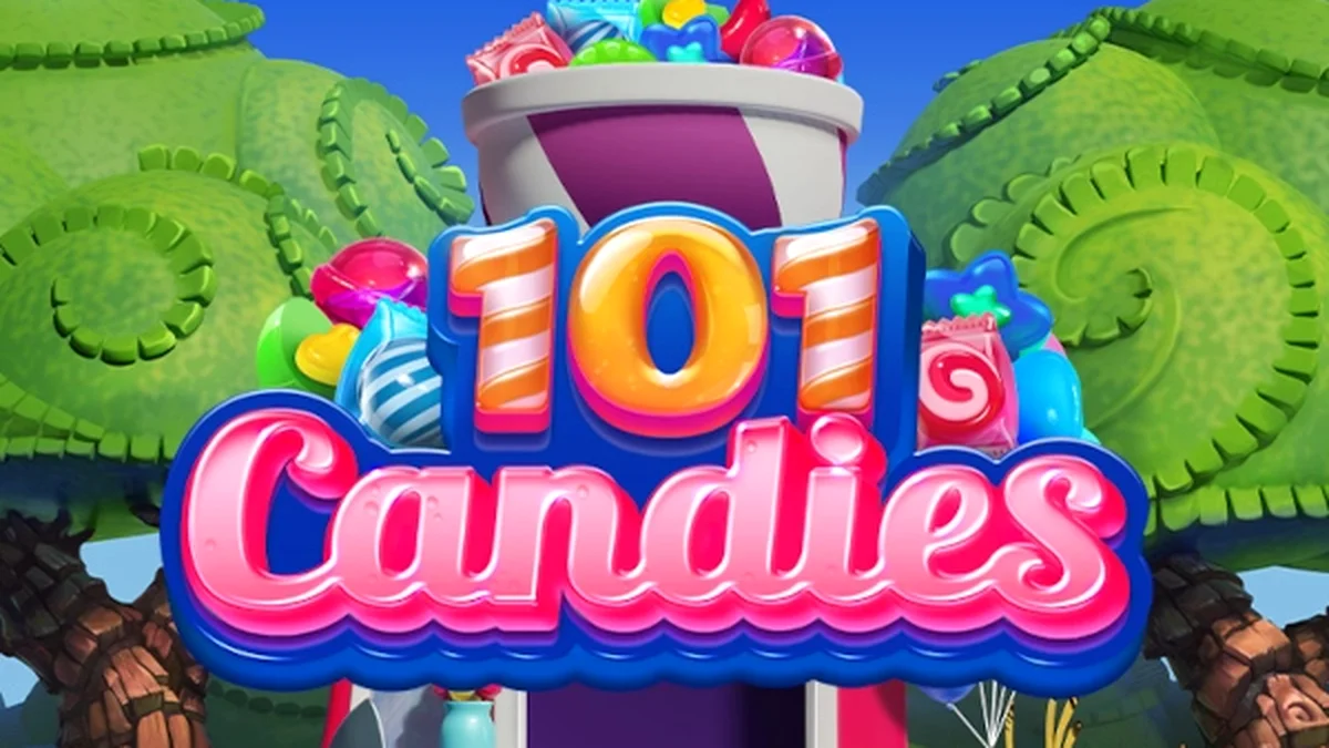 Makulay na interface ng 101 Candies slot na nagpapakita ng mga kendi at ang Wild Conveyor.